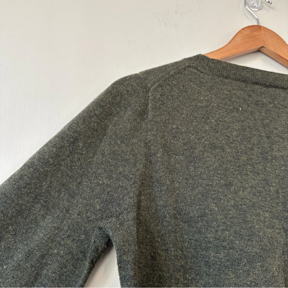 J. Crew Mercantile Dark Green Heather Wool Cotton Blend Crew Neck Sweater